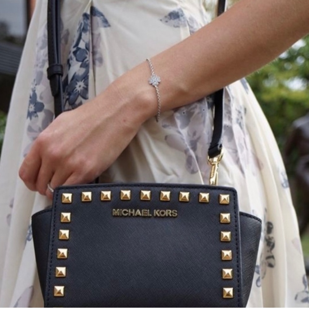 Michael Kors Black Studded Selma Crossbody Bag